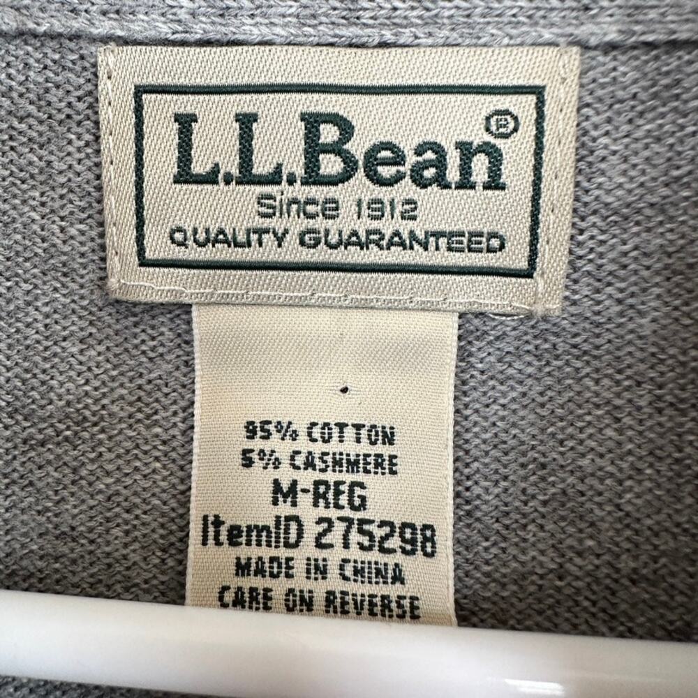 L.L. Bean Cotton Cashmere Blend 1/4 Zip Sweater Pullover Mock Neck Long Sleeve M - Picture 5 of 8